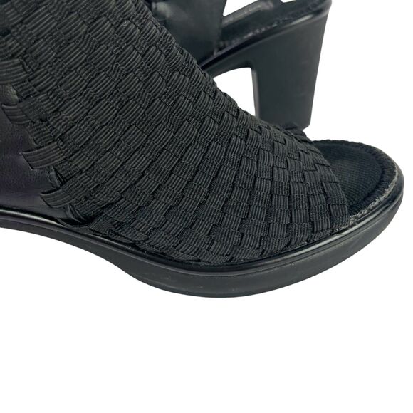 Steven Steve Madden Elmore Women's Woven Black Block High Heels Sandals Shoes 6 - Picture 12 of 16